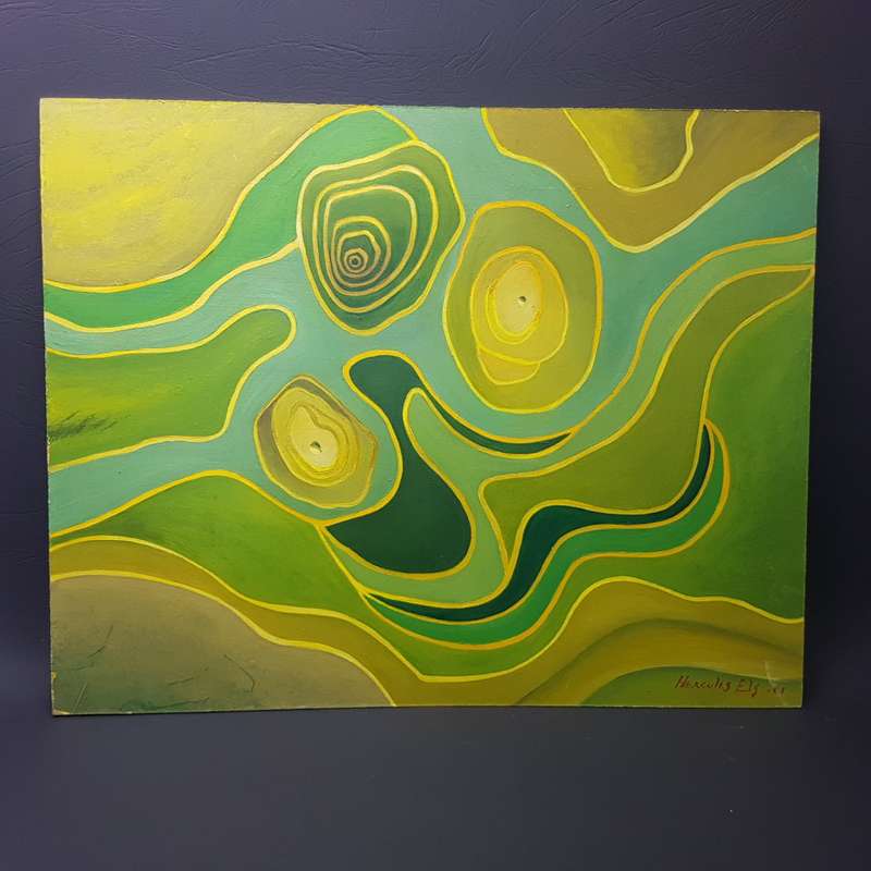Original Unframed Hercules Els Oil on Board Abstract  (500mm x 405mm)