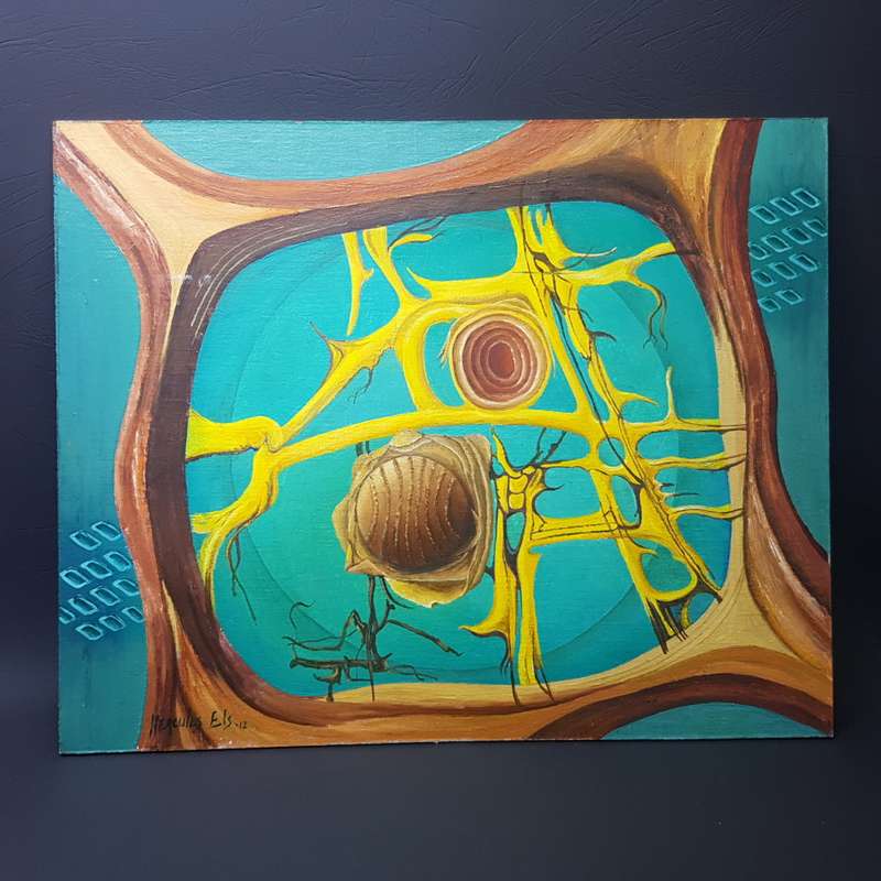Original Unframed Hercules Els Oil on Board Abstract  (500mm x 405mm)