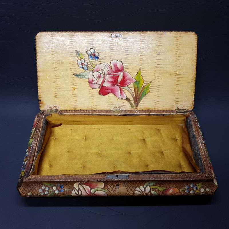 RARE!!! Detailed 1920's Art Nouveau Handcrafted Wood Jewelry Box!!!!