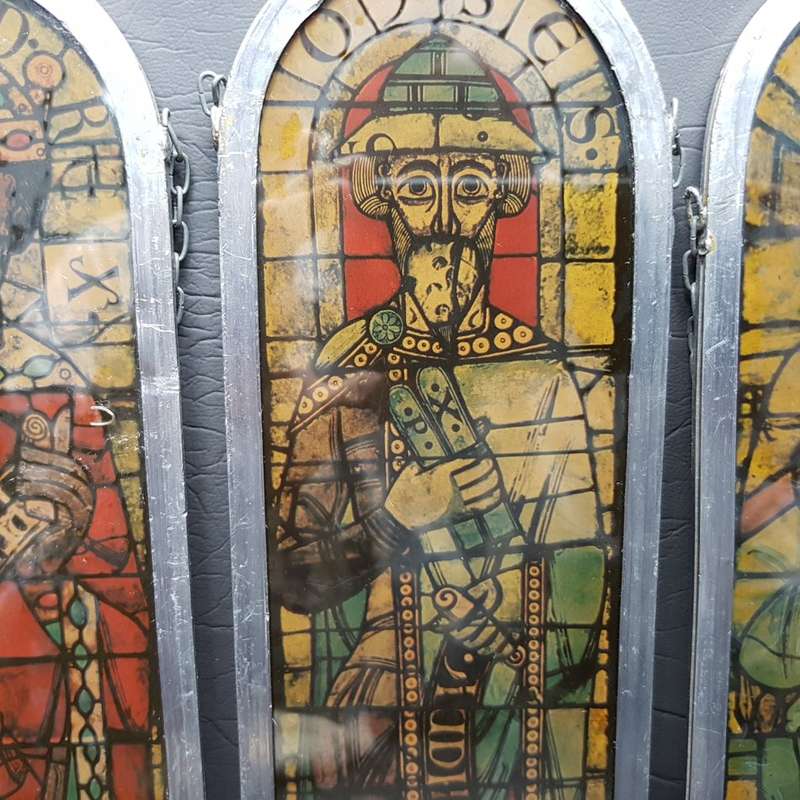 Collection of Religious Icons Between Glass Framed in Pewter (Bid for all, damage on 2)