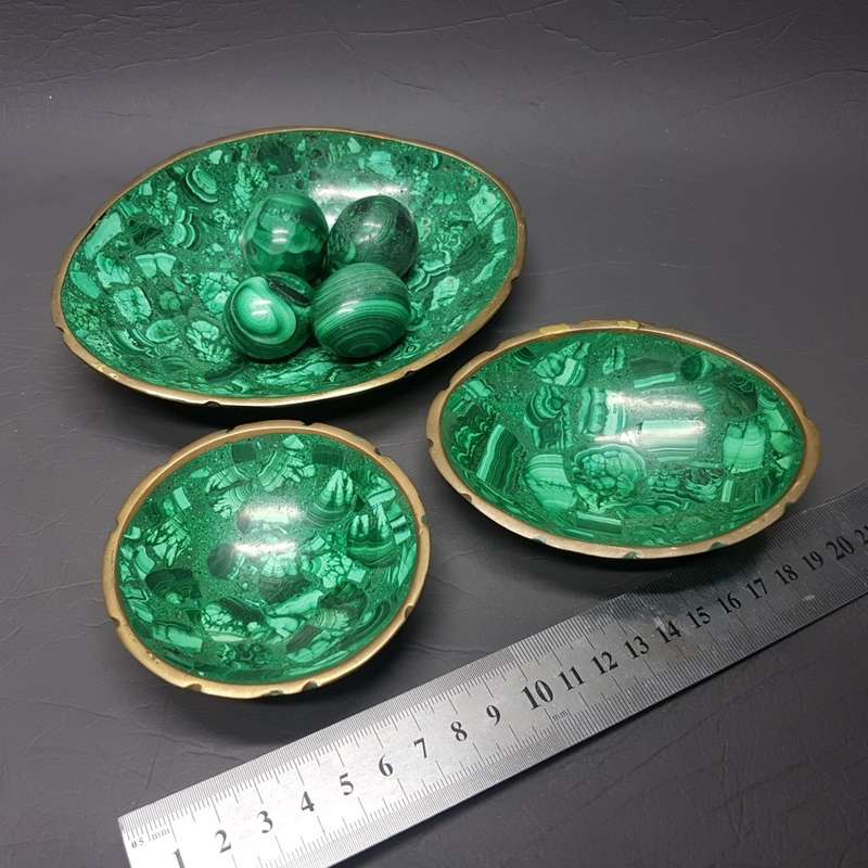 Vintage Malachite and Brass Bowls and Eggs!!! (Bid for all)