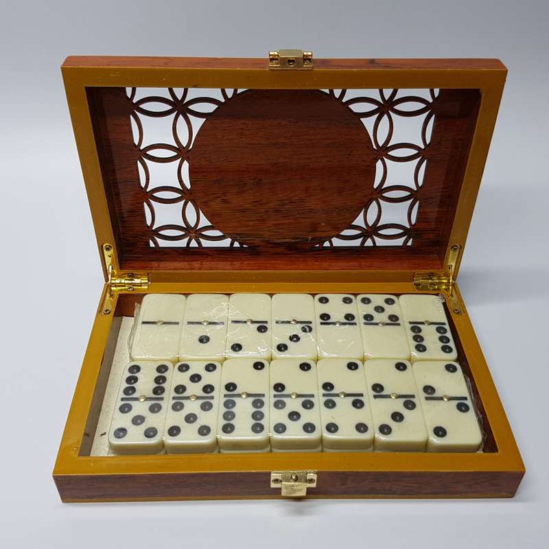 Original Vintage Wood Boxed Dominoes (Sealed)