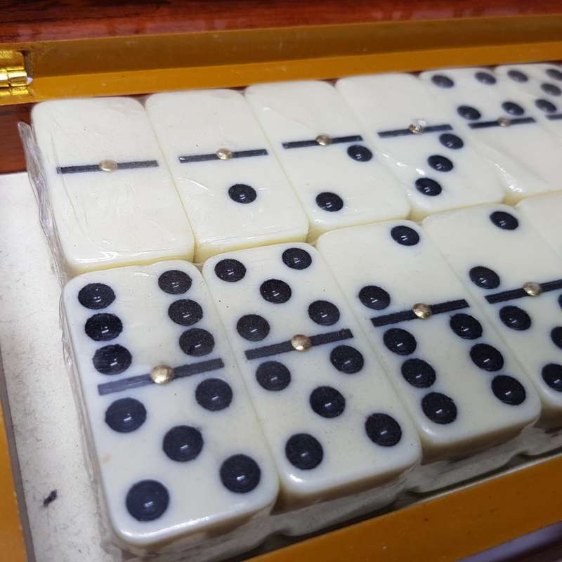 Original Vintage Wood Boxed Dominoes (Sealed)