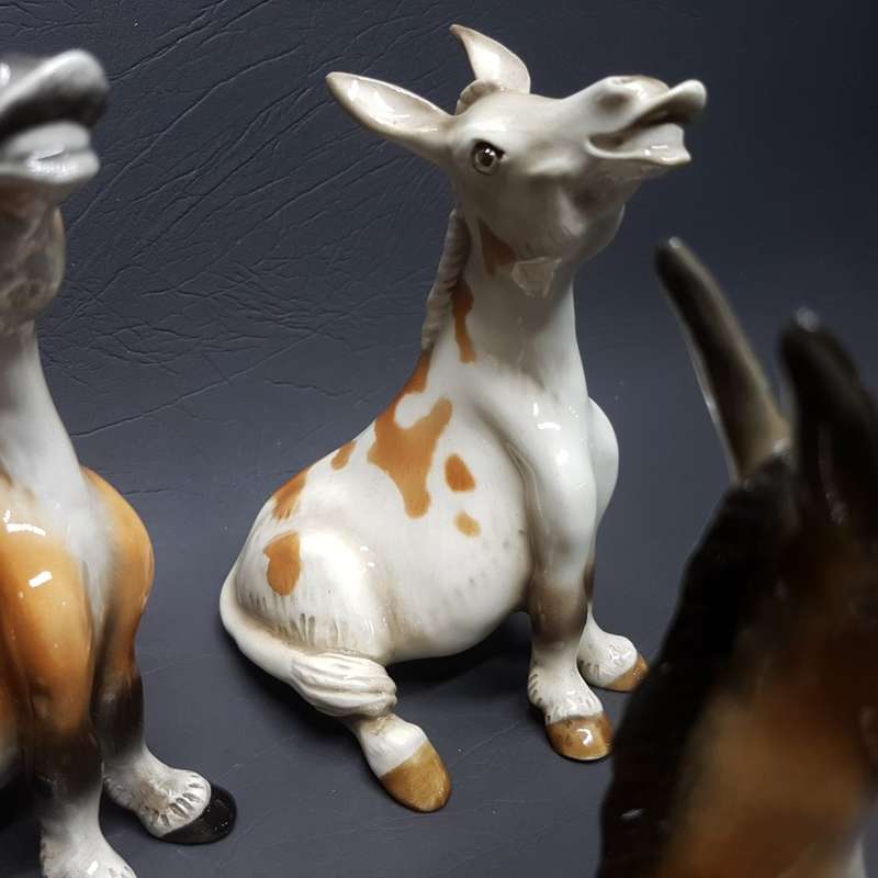 Original South African Cheval Glazed Porcelain Smiling Donkey Collection!!! (Bid for all)