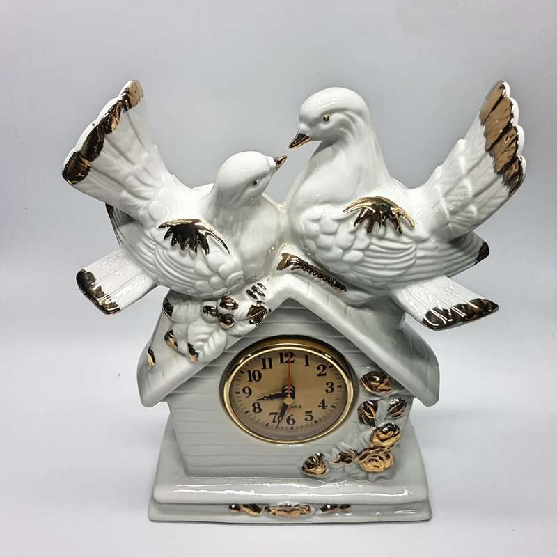Highly Decorative Glazed Porcelain Dove Themed Mantel Clock!!! (Working)