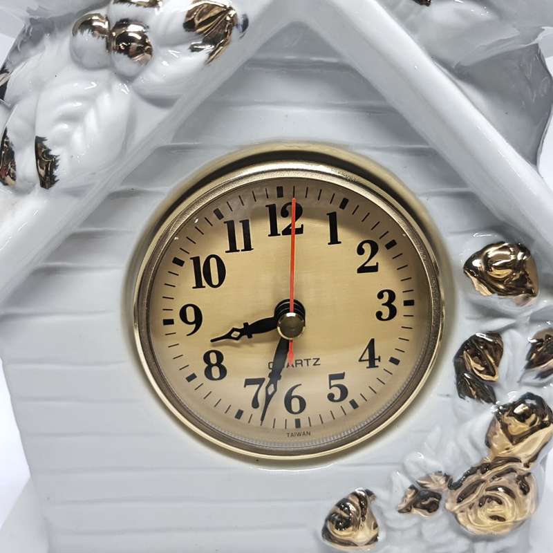 Highly Decorative Glazed Porcelain Dove Themed Mantel Clock!!! (Working)