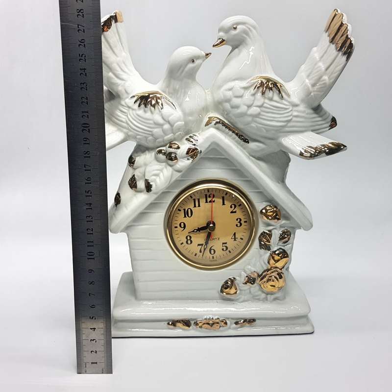 Highly Decorative Glazed Porcelain Dove Themed Mantel Clock!!! (Working)