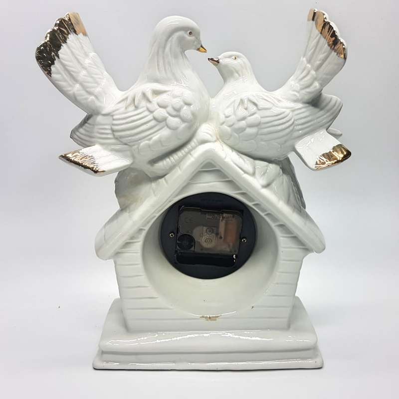 Highly Decorative Glazed Porcelain Dove Themed Mantel Clock!!! (Working)