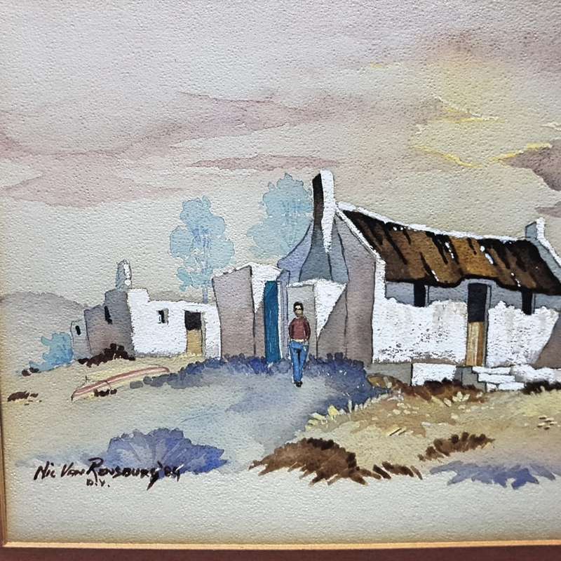 Framed (Glass) Original Nic Van Rensburg Landscape (530mm x 410mm)