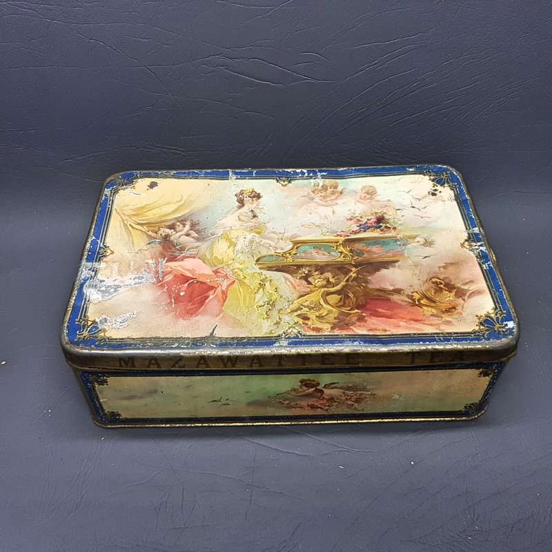 Antique Lithographed Mazawattee Tea Tin With Original Inside Flap!!!