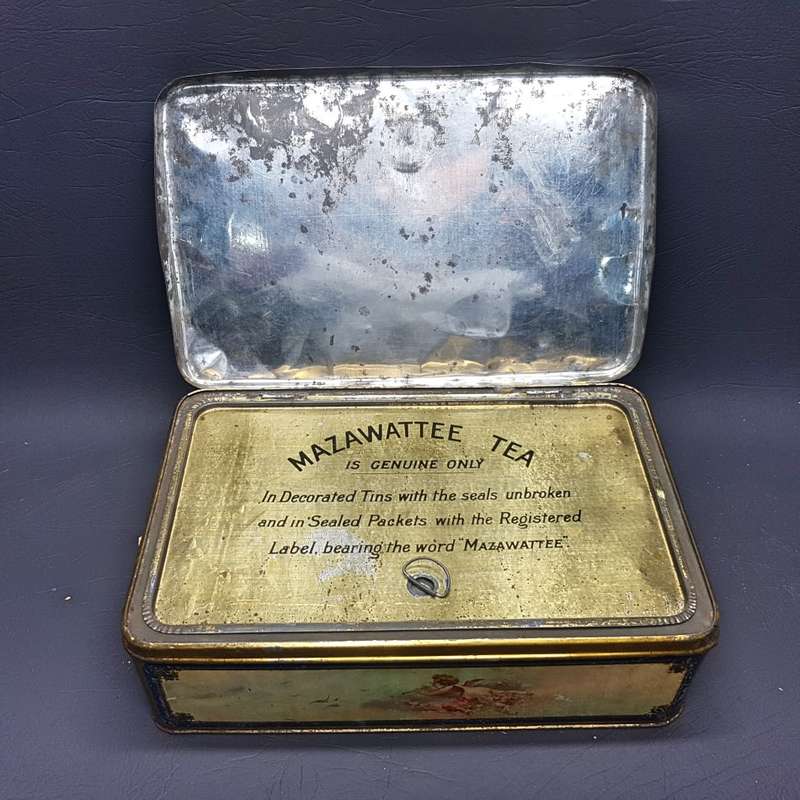 Antique Lithographed Mazawattee Tea Tin With Original Inside Flap!!!