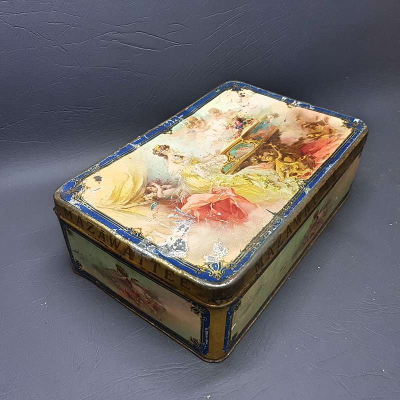 Antique Lithographed Mazawattee Tea Tin With Original Inside Flap!!!