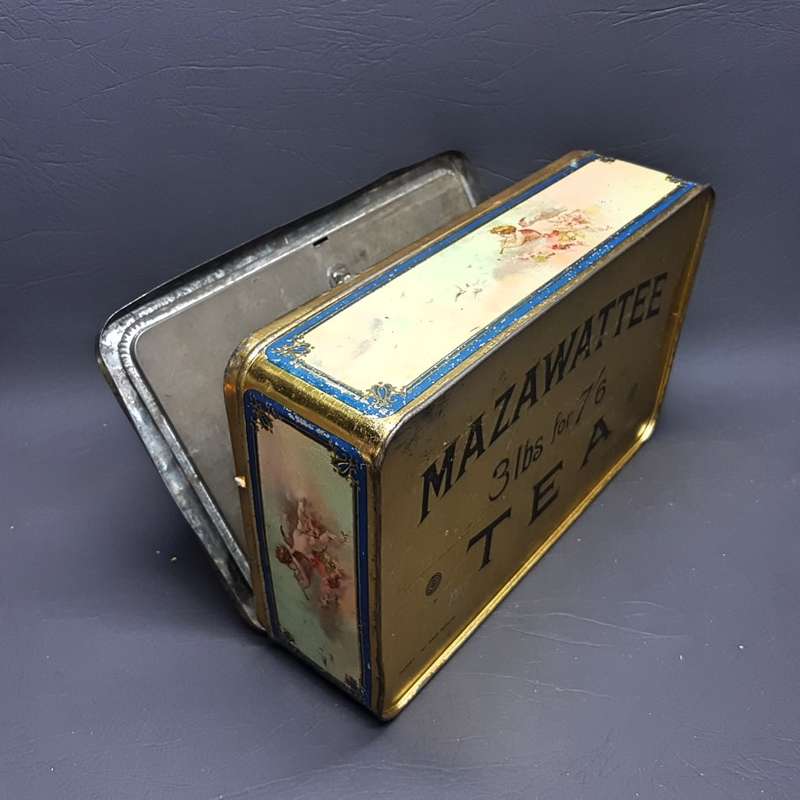 Antique Lithographed Mazawattee Tea Tin With Original Inside Flap!!!