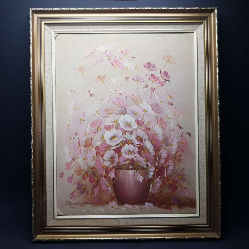 Large Framed Flower Still Life Oil On Board David Forbes - 650mm x 580mm