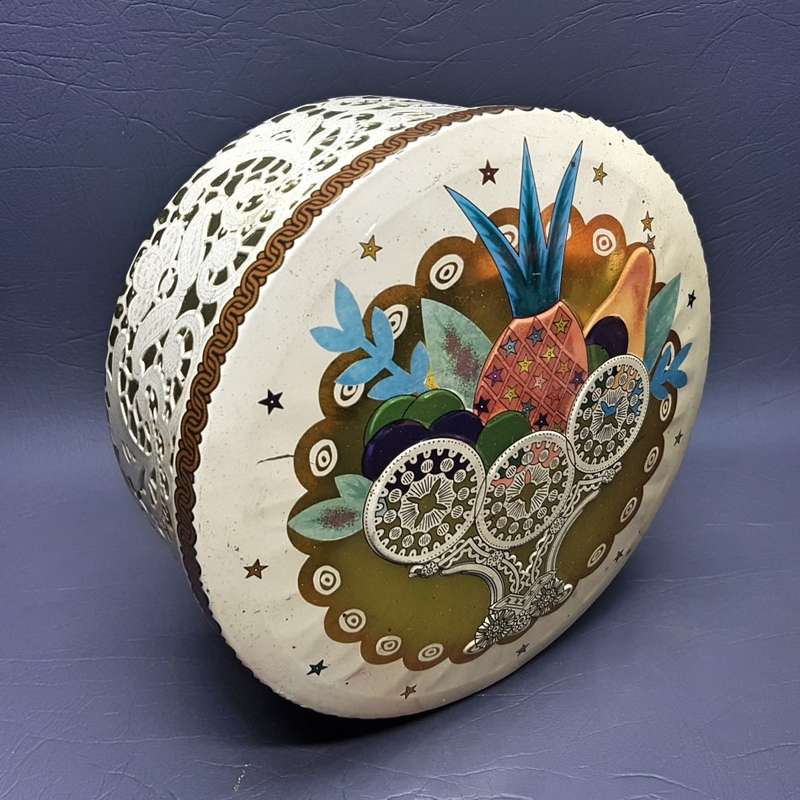 Highly Decorative Vintage Embossed Lithographed Biscuit Tin!!!