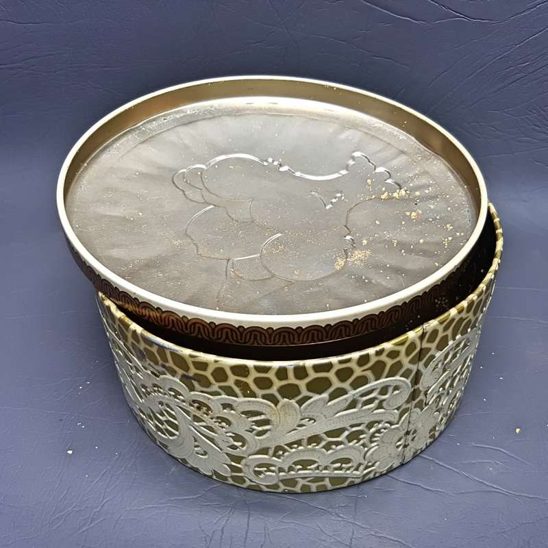 Highly Decorative Vintage Embossed Lithographed Biscuit Tin!!!