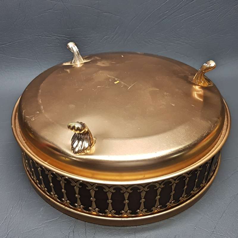 Highly Decorative Vintage Embossed Nautical Themed Footed Biscuit Tin!!!!