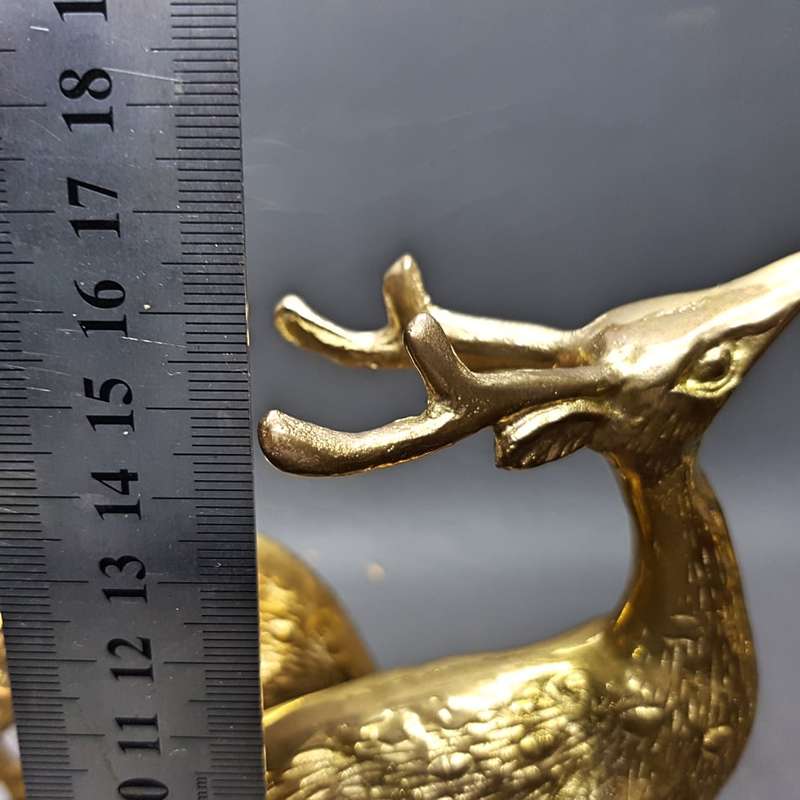 Two Detailed Solid Brass Ornamental Stag and Deer Figures (Bid for Both)