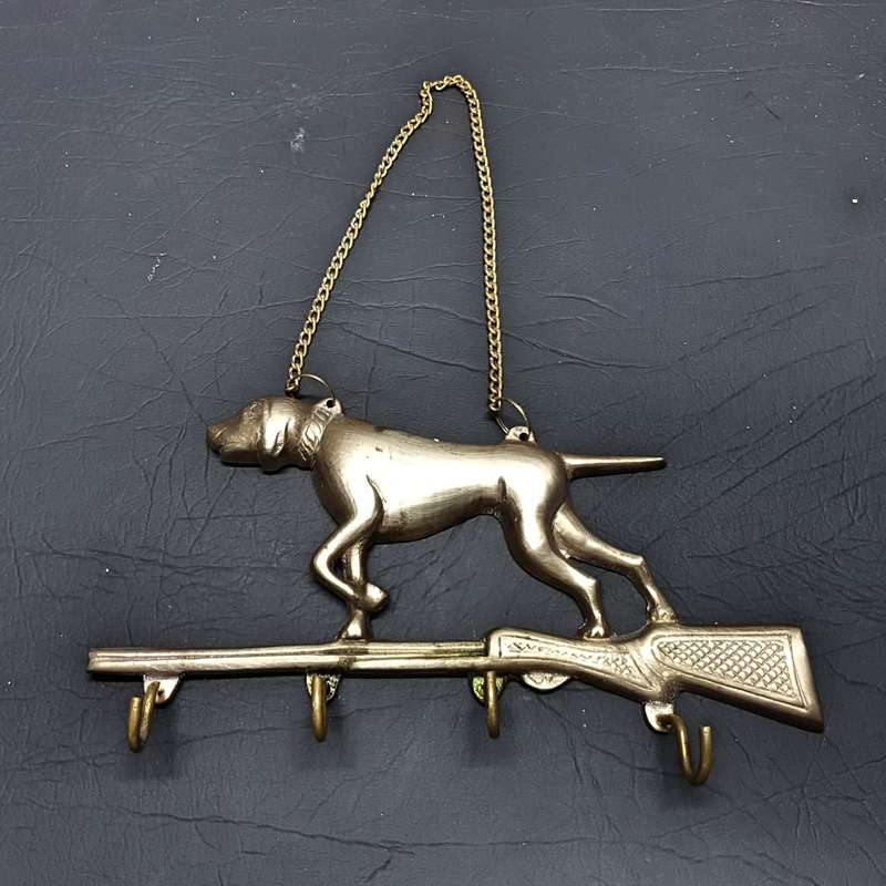 Vintage Cast Brass Hunting Themed Key Hanger!!!