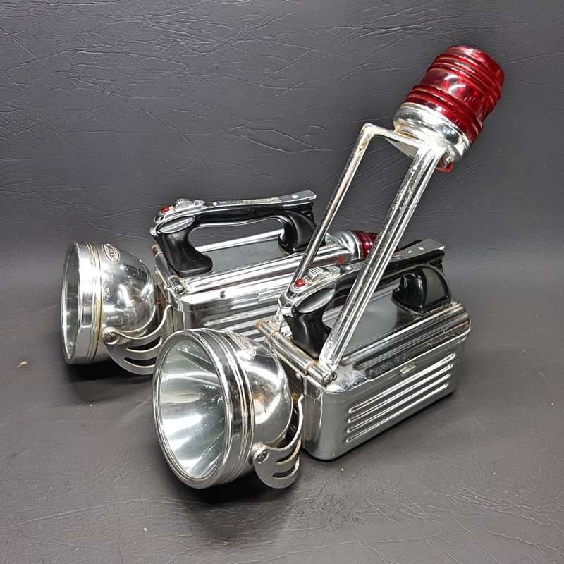 RARE!!! Two Original Chrome 1950's Meyer Trade Mark Signal/Miners Lamps!!! (Bid Per Lamp)
