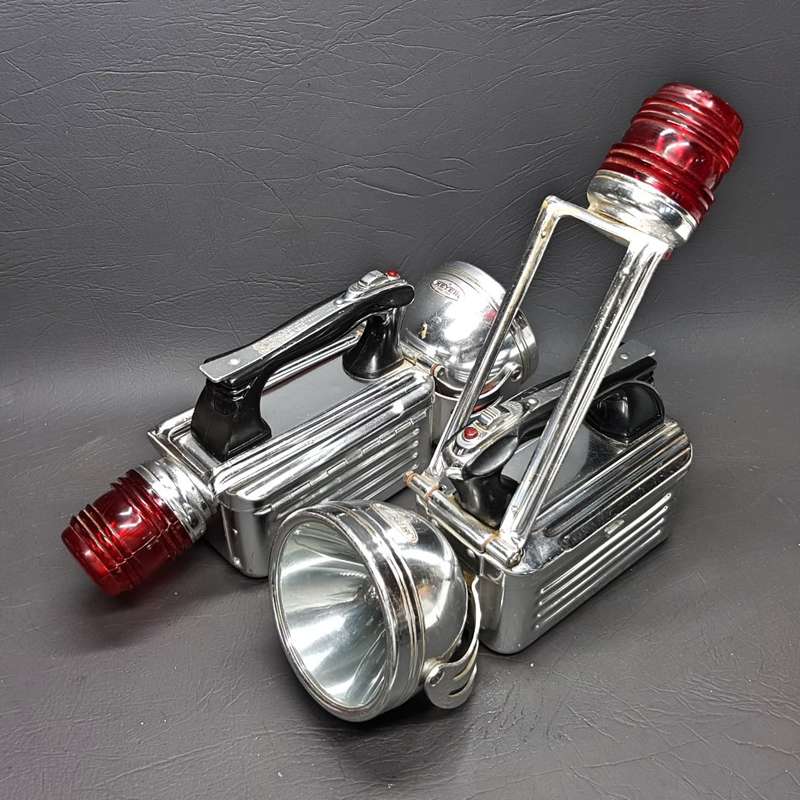 RARE!!! Two Original Chrome 1950's Meyer Trade Mark Signal/Miners Lamps!!! (Bid Per Lamp)
