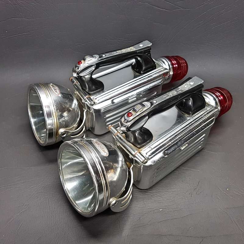 RARE!!! Two Original Chrome 1950's Meyer Trade Mark Signal/Miners Lamps!!! (Bid Per Lamp)