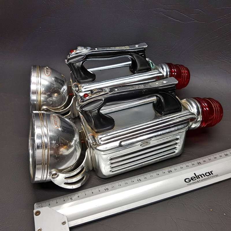 RARE!!! Two Original Chrome 1950's Meyer Trade Mark Signal/Miners Lamps!!! (Bid Per Lamp)