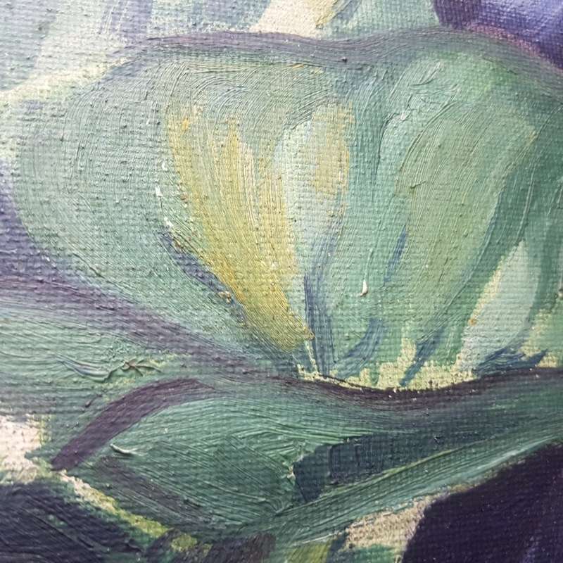 LARGE Vintage Framed Oil On Board Arum Lillie's  by Petro Nel (700mm x 650mm)