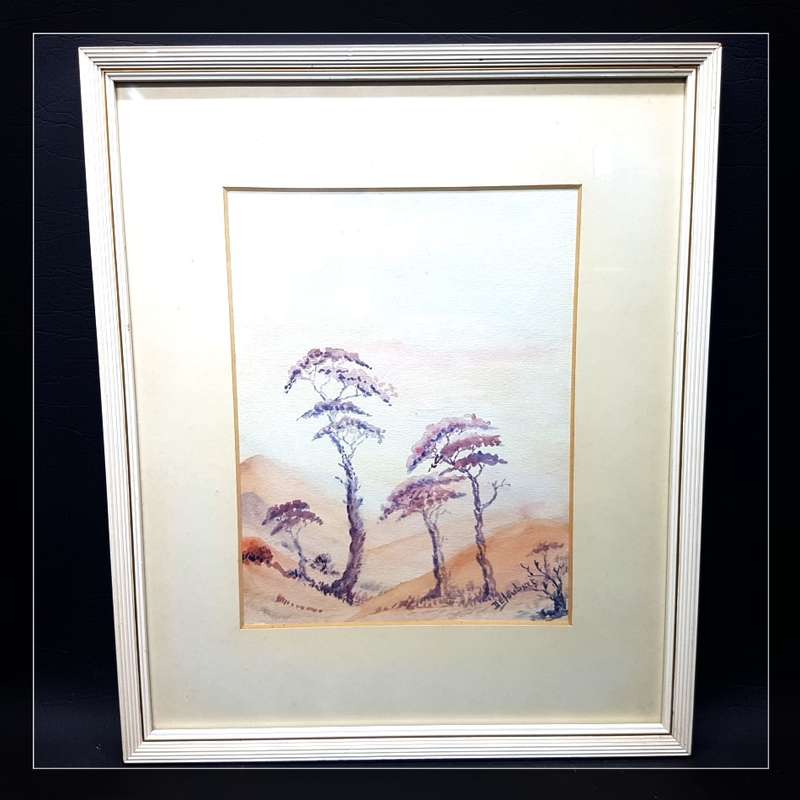 Signed Framed Original  Watercolor Landscape By DE Joubert (350mm x 300mm)