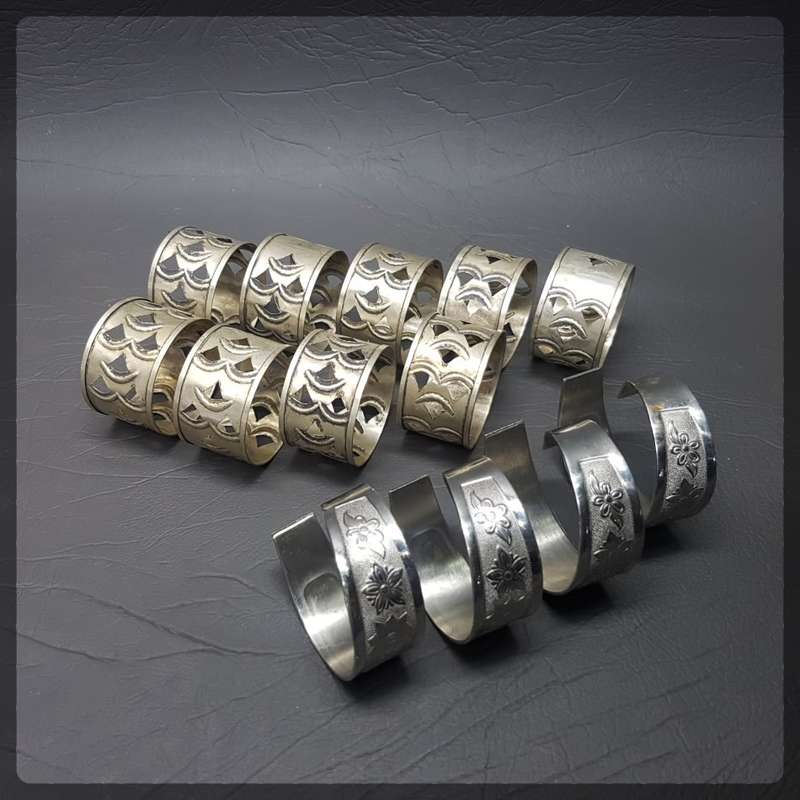 Large Highly Decorative Silver-plate Napkin Ring Collection (Bid for all)
