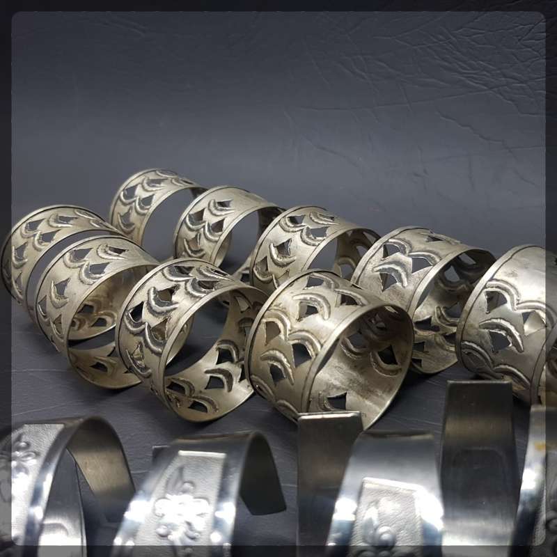 Large Highly Decorative Silver-plate Napkin Ring Collection (Bid for all)