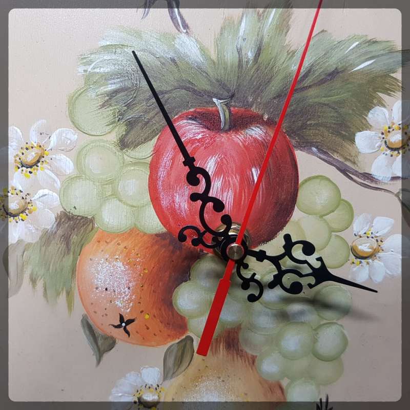 Circular Hand Painted Wood and Brass Wall Clock (Working!!!)