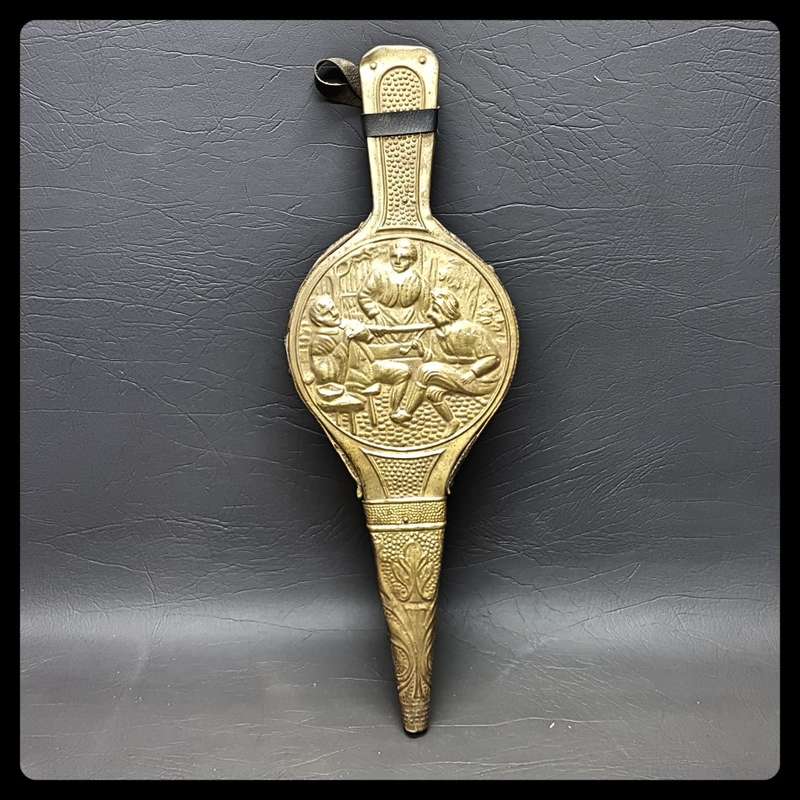 Decorative Dutch Brass and Wood Bellows (Working)