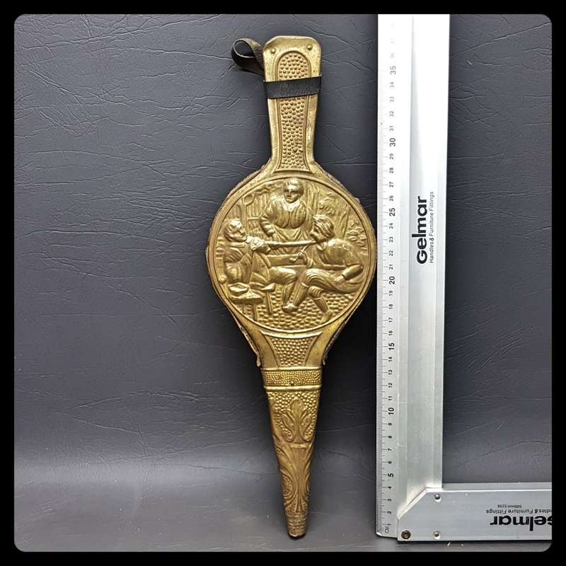Decorative Dutch Brass and Wood Bellows (Working)