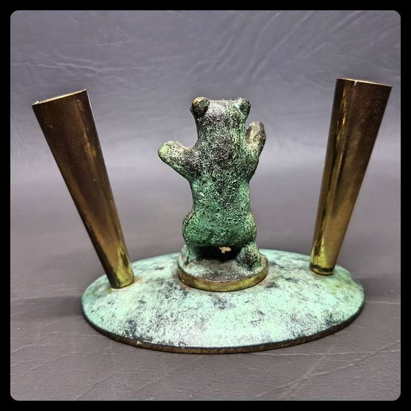 RARE!!! Original Vintage Cast Metal Russian Bear Berlin Double Pen Stand!!!