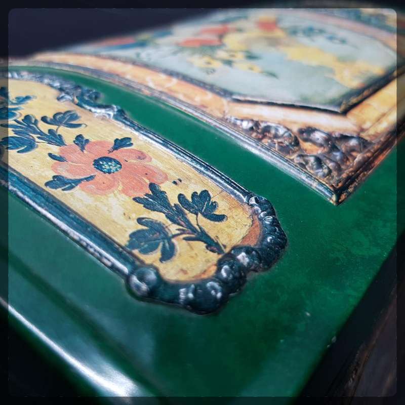 Large Vintage Highly Decorative Treasure Chest Styled Lithographed and Embossed Tin Bread Bin!!!