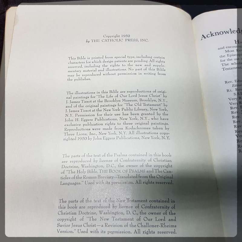 Large Leather Bound 1950's Illustrated Holy Bible!!!