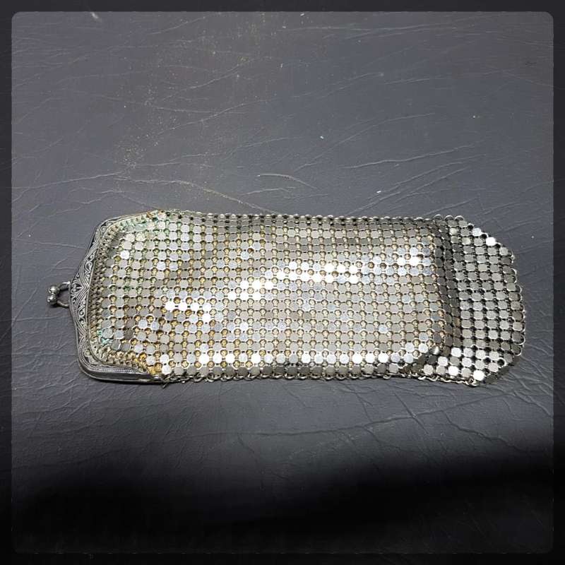RARE!!!Antique Silver (No Markings) Small Handbag or Glass Case!!!