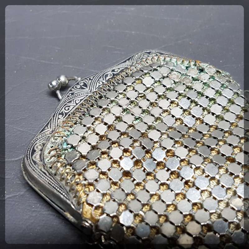 RARE!!!Antique Silver (No Markings) Small Handbag or Glass Case!!!
