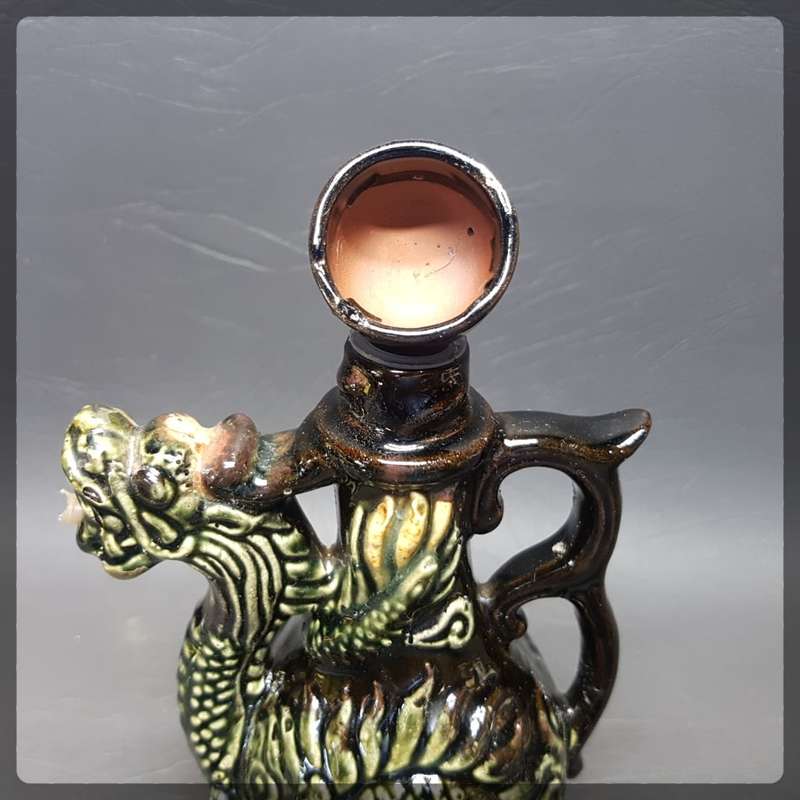 RARE!!! Glazed Stoneware Japanese Dragon Themed Saki Set!!!