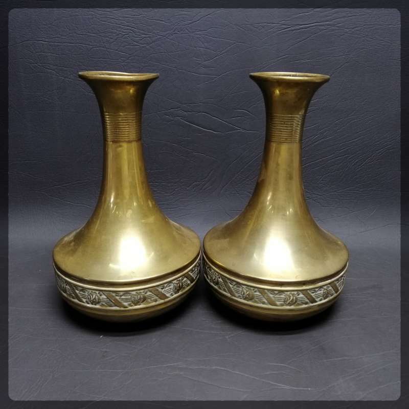 Two Original Vintage Dutch Daalderop Brass Flower Vases!!! (Bid for Both)