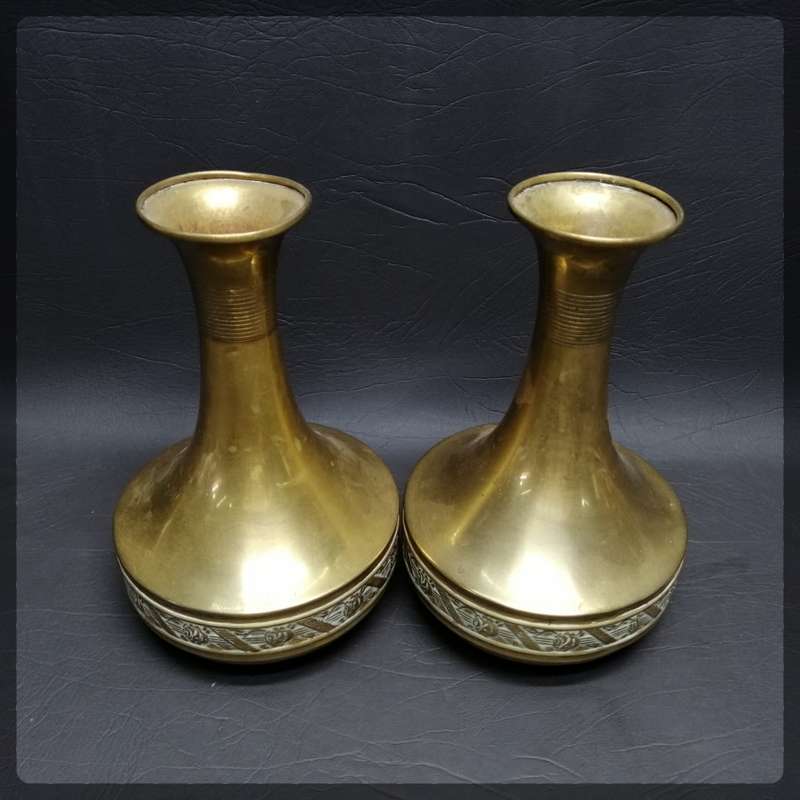 Two Original Vintage Dutch Daalderop Brass Flower Vases!!! (Bid for Both)