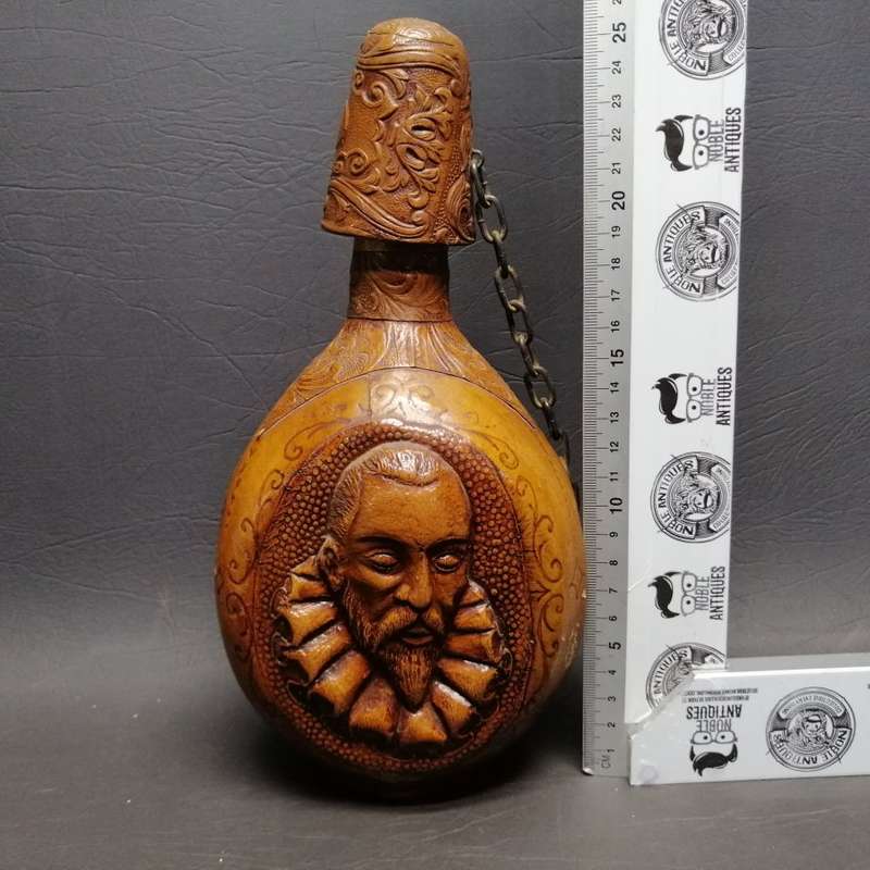 RARE!!! Vintage Highly Decorative Detailed Hand Crafted Spanish Leather Covered Bottle!!!