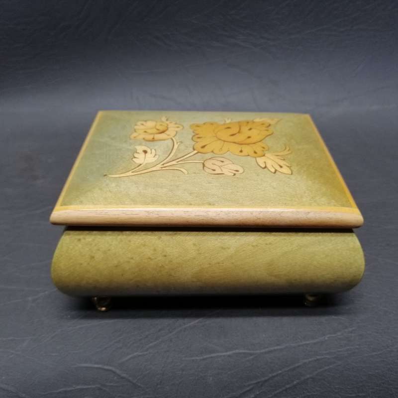 RARE!!! Handcrafted Wood Inlay Trinket Music Box Made In Italy!!! WORKING!!!