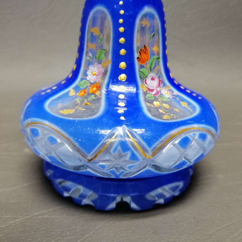 RARE!!! Highly Detailed Hand Painted Cut Glass Perfume Bottle!!!