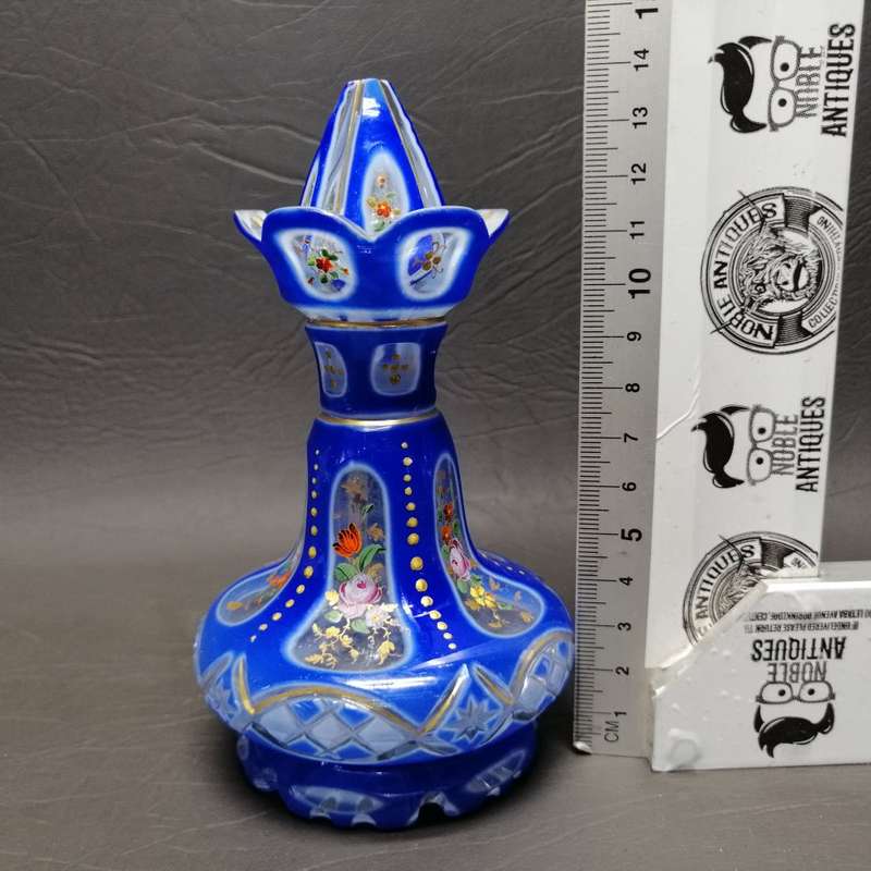 RARE!!! Highly Detailed Hand Painted Cut Glass Perfume Bottle!!!