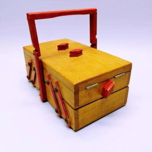 RARE!!! Vintage Miniature Fold Out Needlework Box!!!