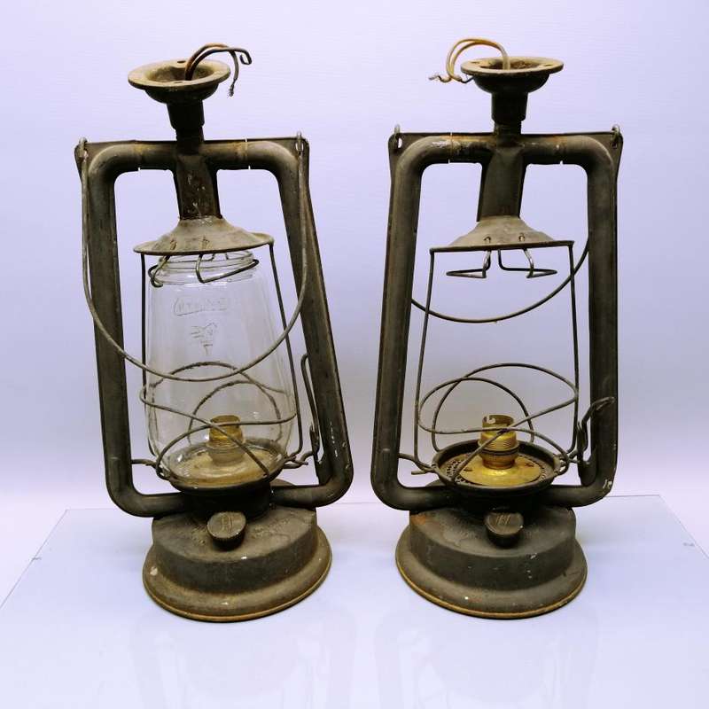 RARE!!! Two South African Original Chalwyn Pilot Lanterns (One No Glass, Converted to Electric)