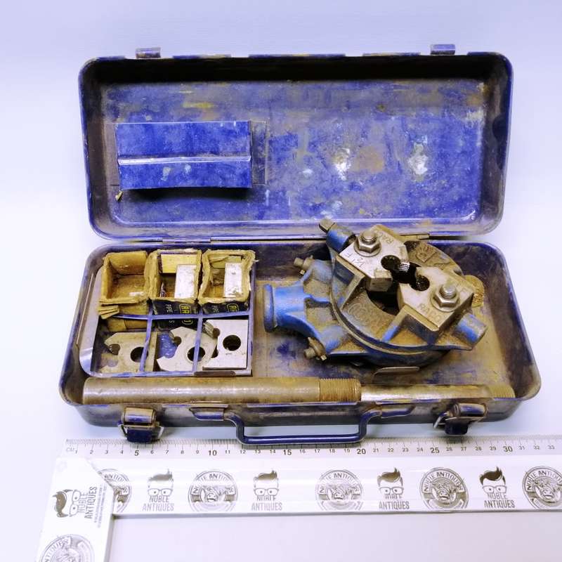 :Large Solid Cast Metal Original Toolbox Tinned Pipe Reamer/Tap Set!!!