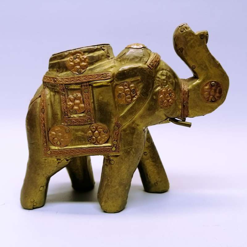 Original Hand Crafted Vintage Brass and Copper Metal Covered Oriental Elephant!!!